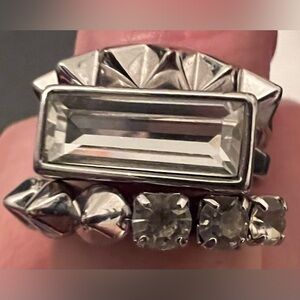 VINCE CAMUTO Silver Stainless Steel 3 Piece Ring Set